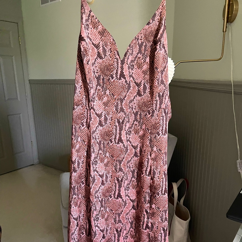Express Snakeskin Satin Midi Slip Dress